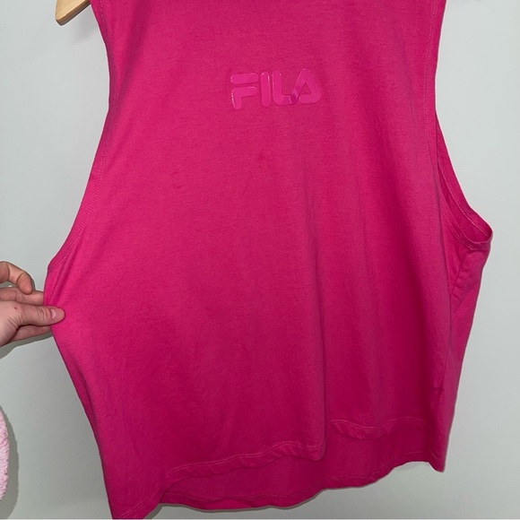 Fila Muscle Tee Women’s Size XL Pink Glow Cotton Sleeveless Relaxed Tank Diella - Picture 8 of 12